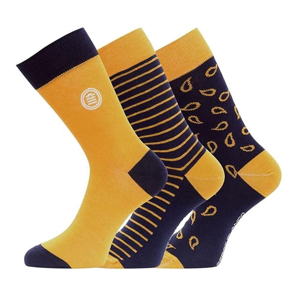 X3 Paires de Chaussettes Jaune/Marine Homme Serge Blanco CHVX3 pas cher