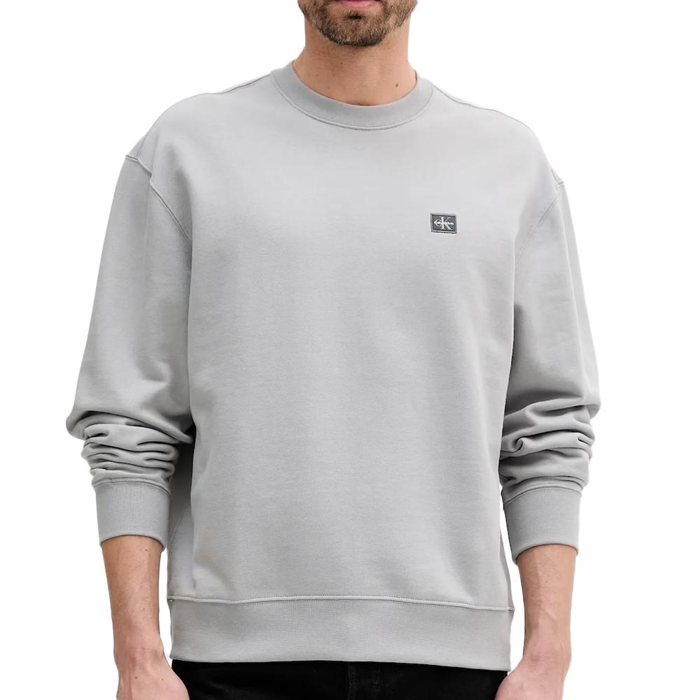 Sweat Gris Homme Calvin Klein Jeans Badge Terry pas cher