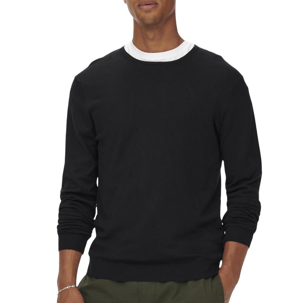 Pull Noir Homme Only & Sons Life Crew Knit pas cher