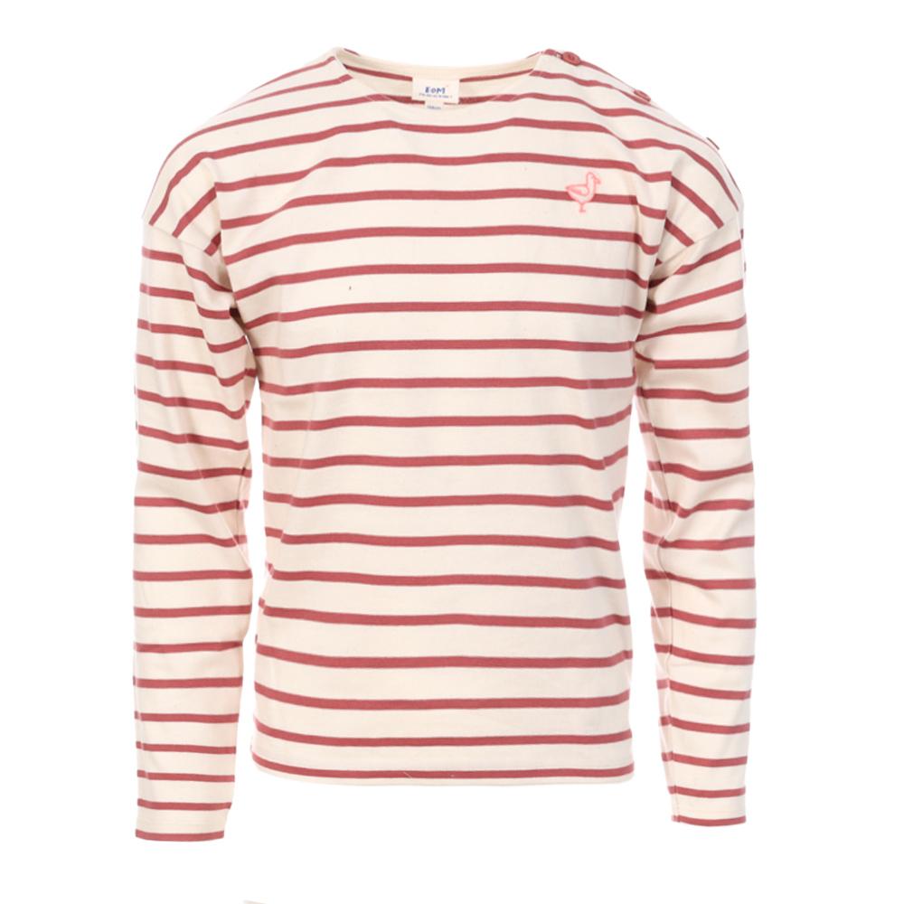 T-Shirt Manches Longues Blanches/Roses Fille Elle est ou la mer Tuner pas cher