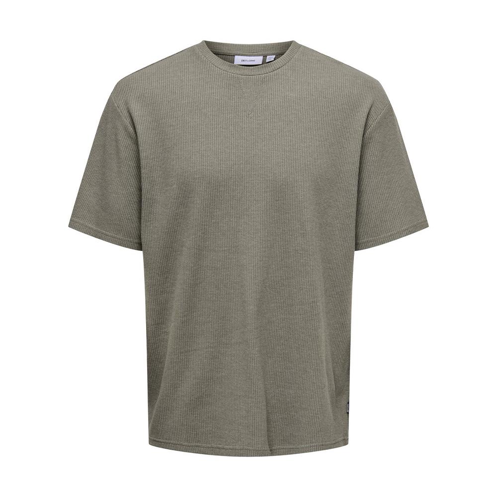 T-shirt Marron Homme Only & Sons Waffle pas cher