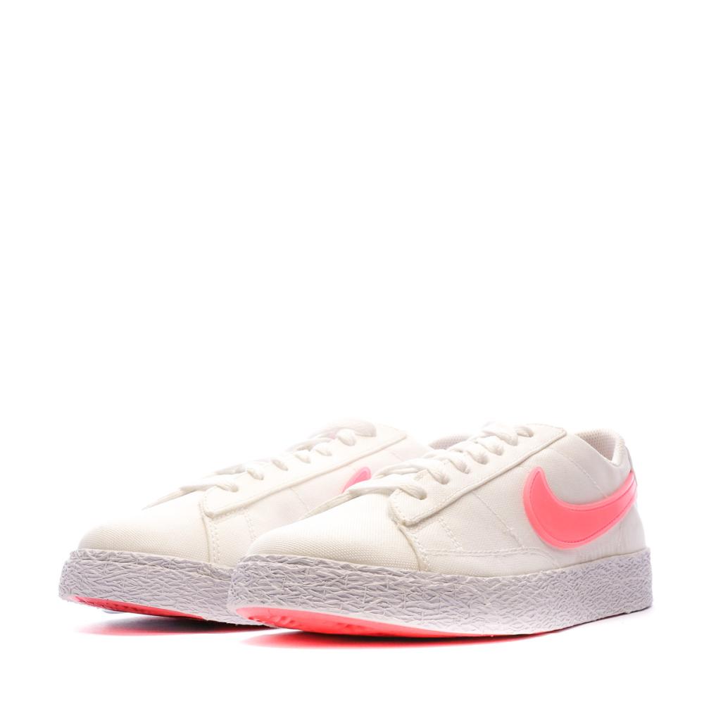 Baskets Blanche/Rose Femme Nike Blazer Low Pop vue 6