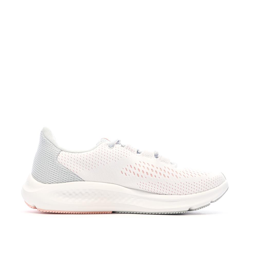 Chaussures de Running Blanches/Bleu/Rose Femme Under Armour Charged Pursuit vue 2