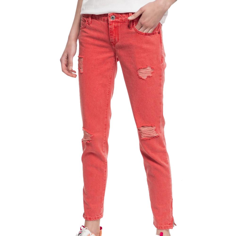 Jean Skinny Rouge Femme Guess Marilyn pas cher