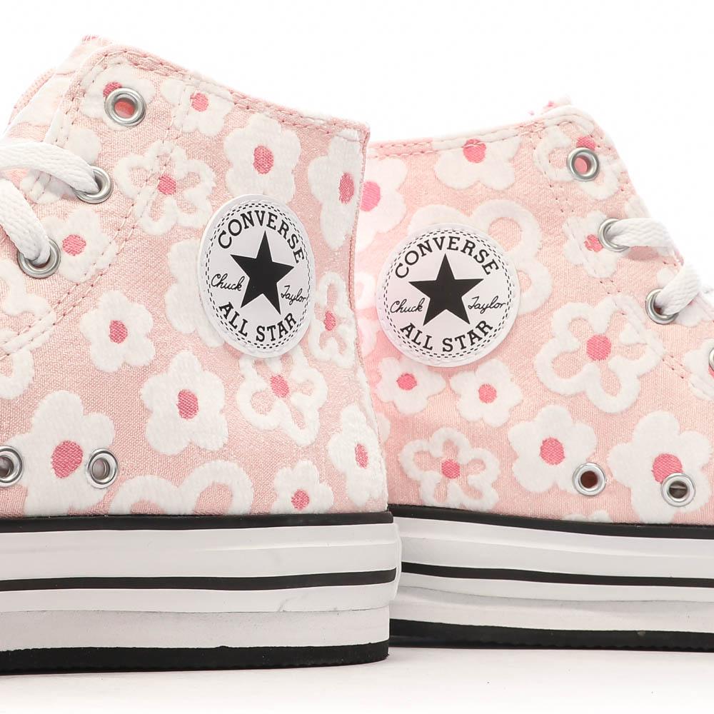 Baskets Rose Ado Converse All Star Lift Platform Flower vue 7