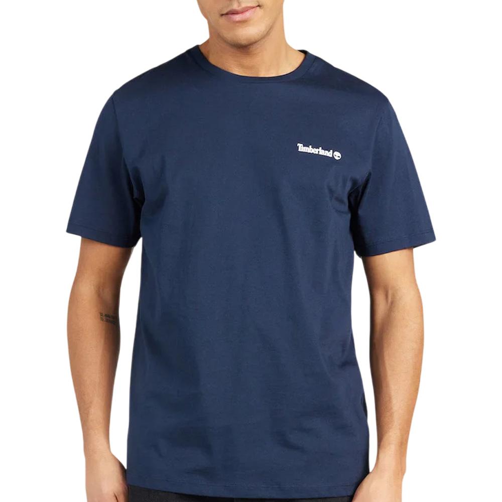 Timberland Men’s Navy Blue T-shirt, Small, Linear affordable
