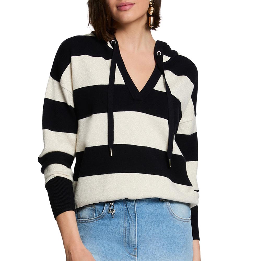 Pull Blanc/Noir Femme Morgan Preppy pas cher