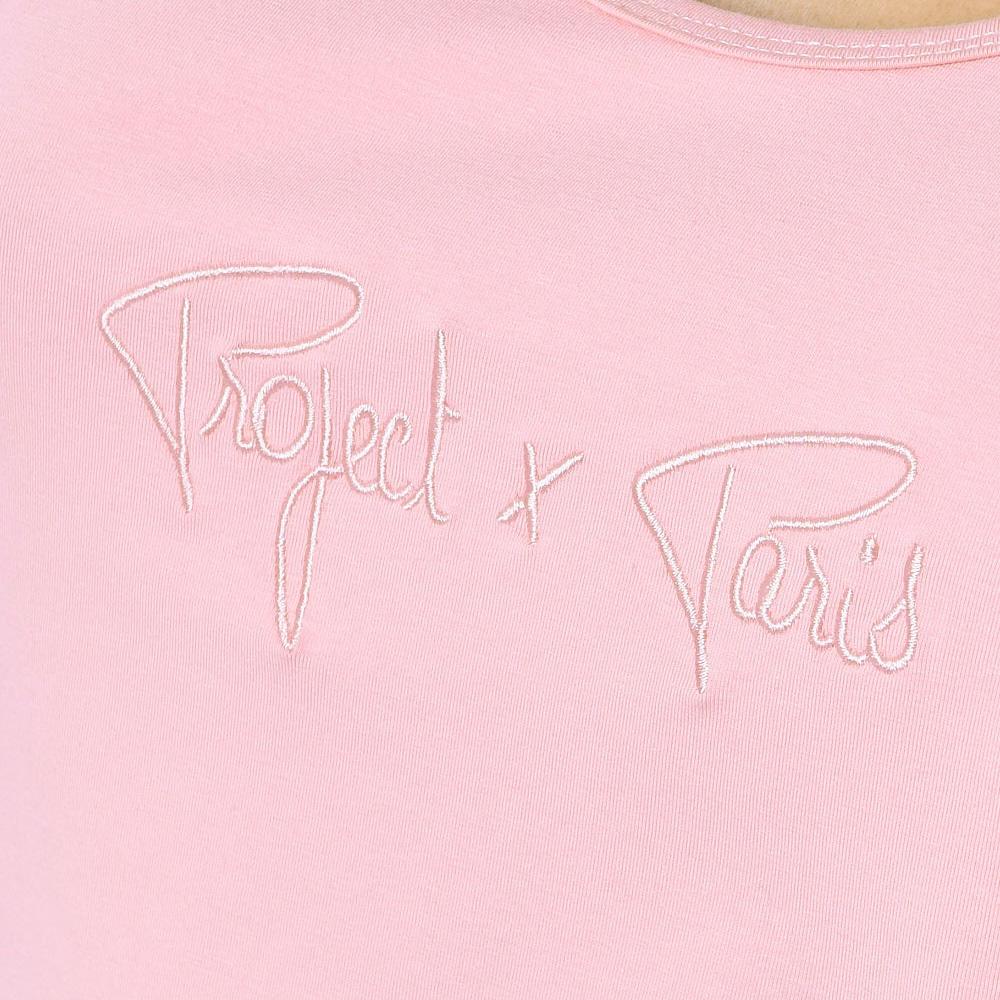 T-shirt Rose Femme Project X Paris Basic Broderie F221114 vue 3