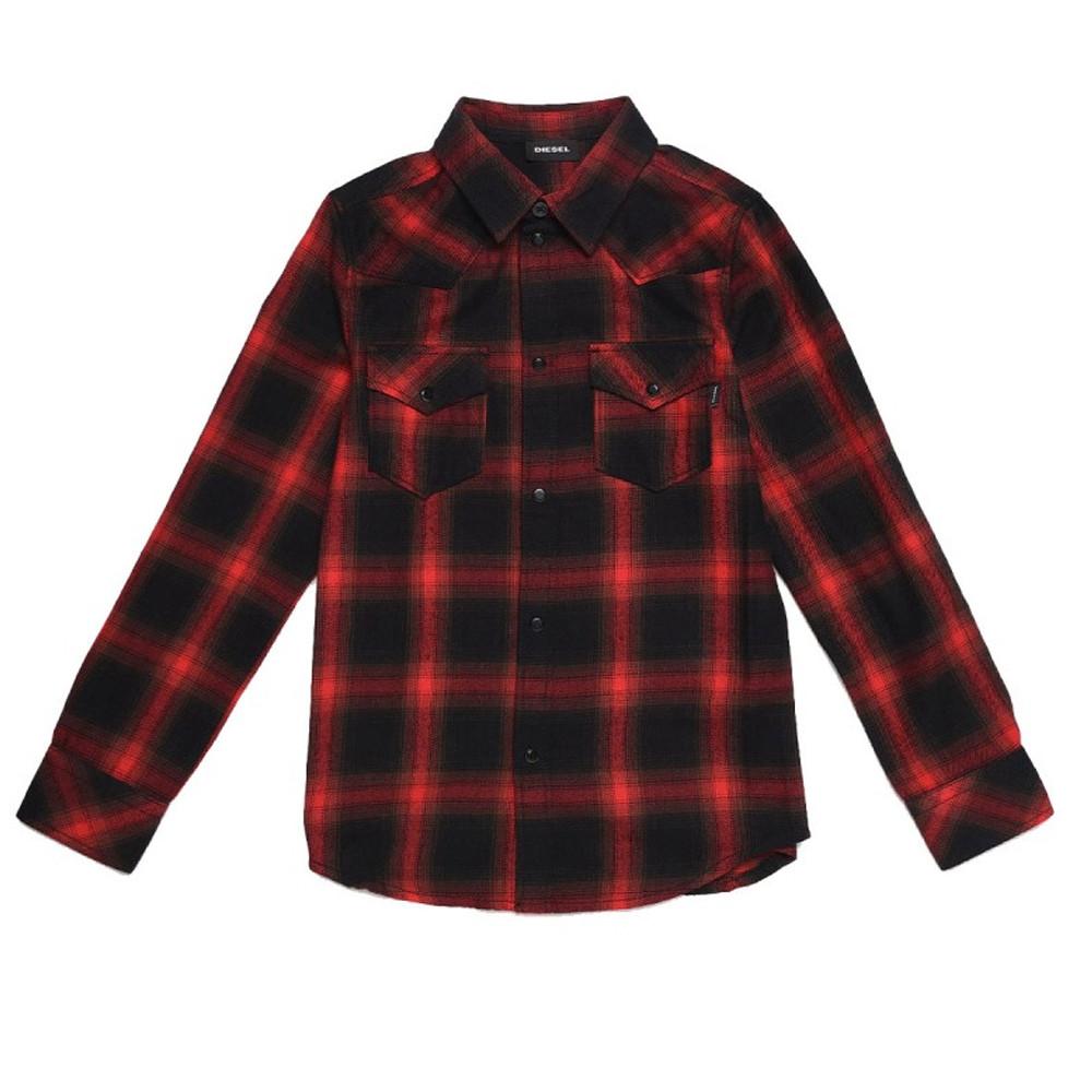 Chemise à carreaux Rouge/Noir Garçon Diesel Bonny pas cher