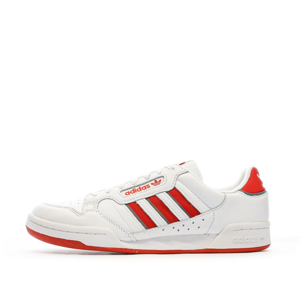 Baskets Blanches Rouge Homme Adidas Continental 80 Stripes