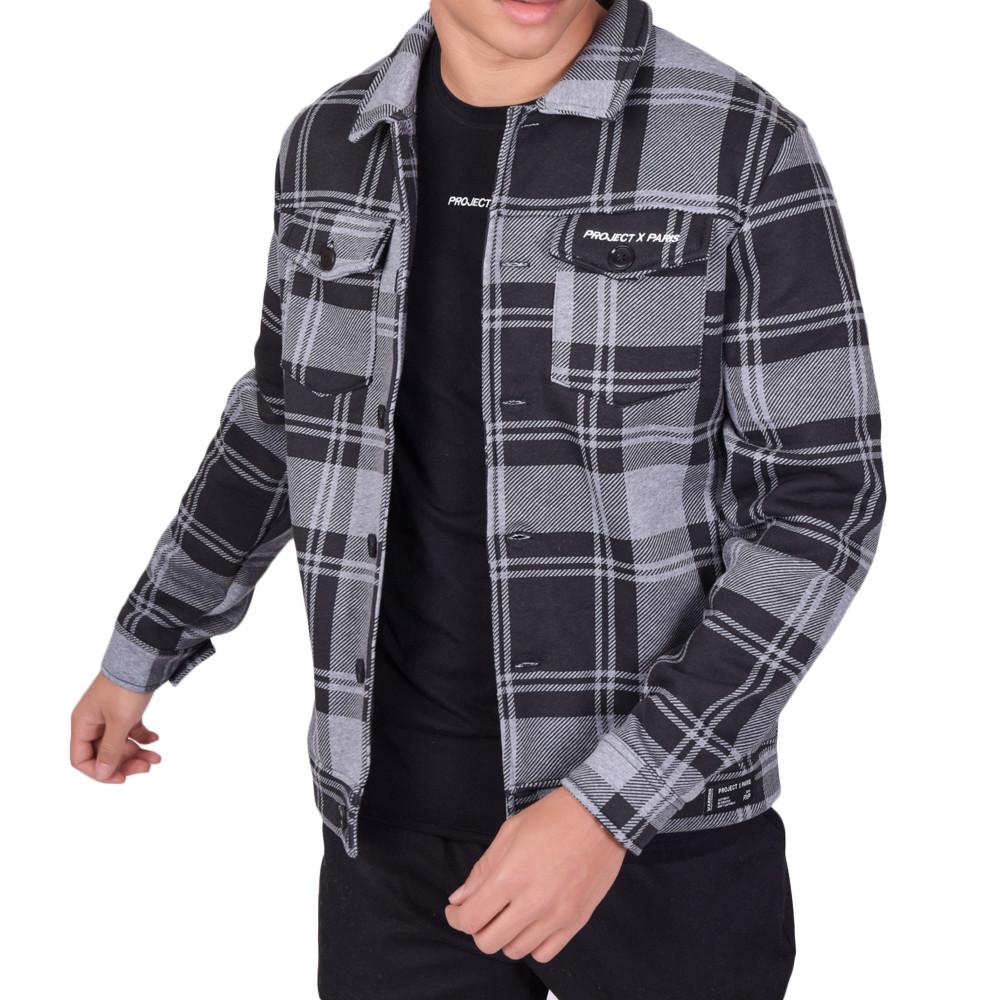 Surchemise Noir Homme Project X Paris Carreaux pas cher