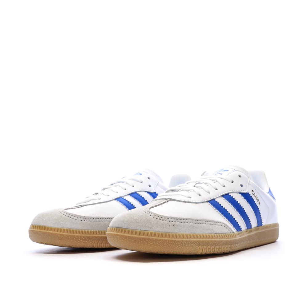 Baskets Blanches/Bleu Garçon/Fille Adidas Samba vue 6