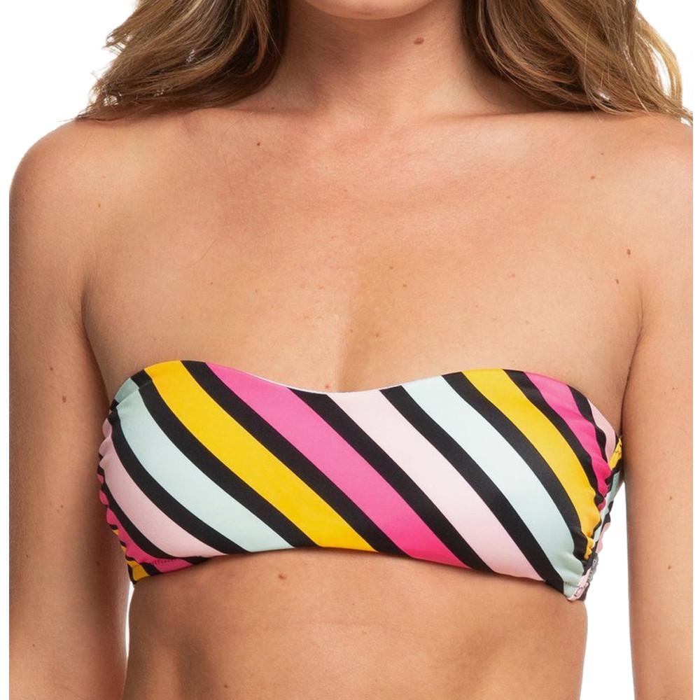 Haut De Bikini Noir à rayures Bandeau Femme Roxy Pop Surf pas cher
