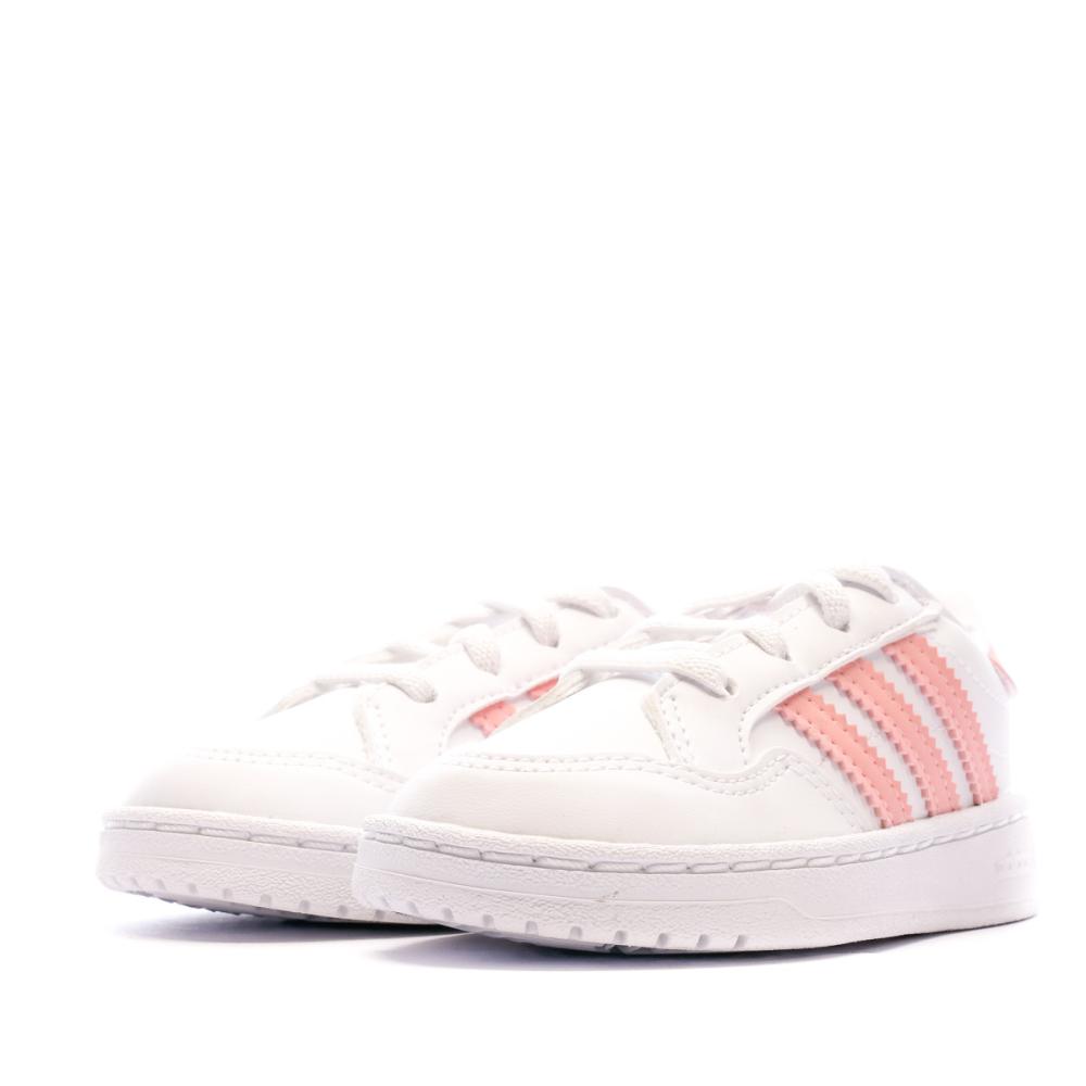 Baskets Blanche/Rose Fille Adidas Team Court vue 6