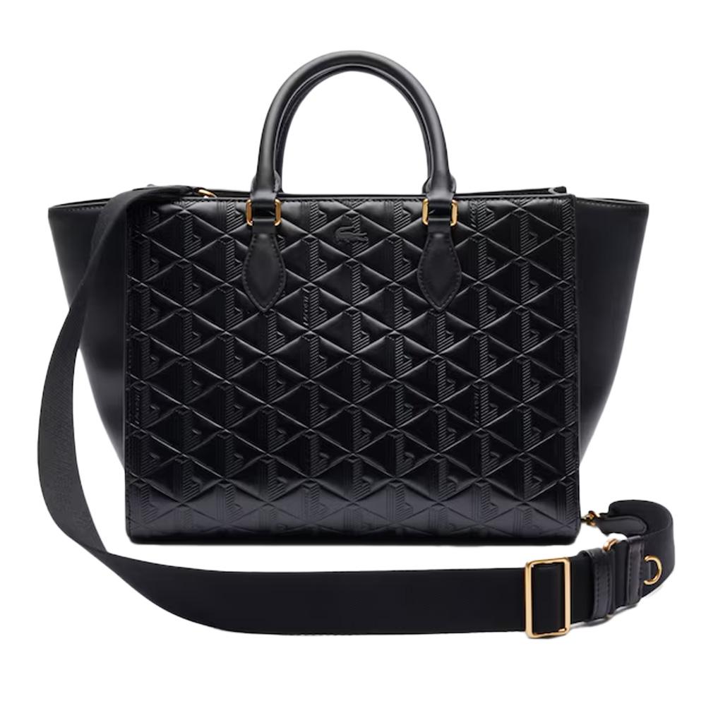 Sac à main Noir Femme Lacoste Lage Maheki Monogram pas cher