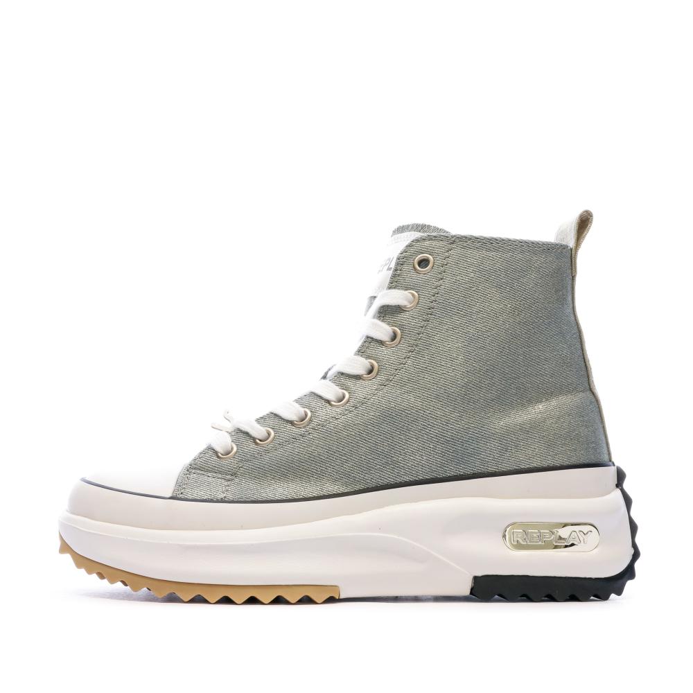 Baskets Verte/Doré Femme Replay Aqua Clean pas cher