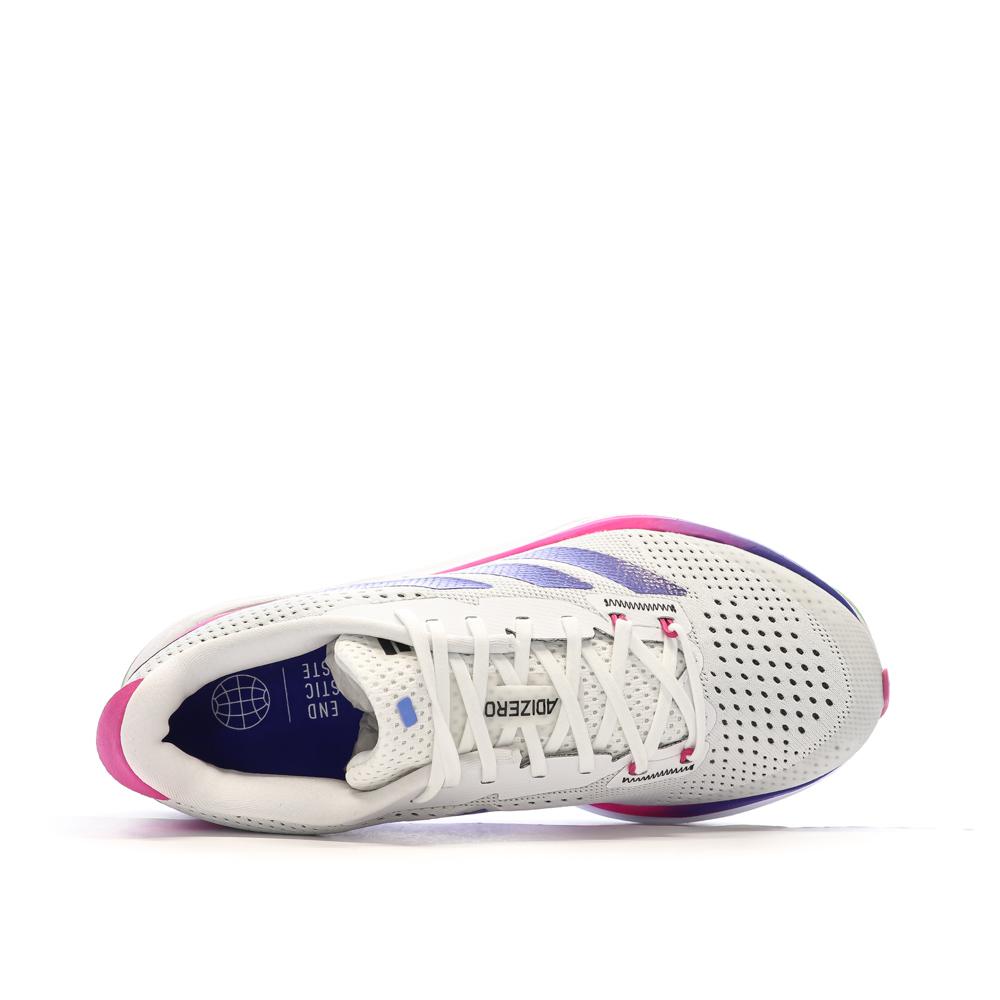 Chaussures de running Blanches/Violettes Fille Adidas Adizero Sl vue 4