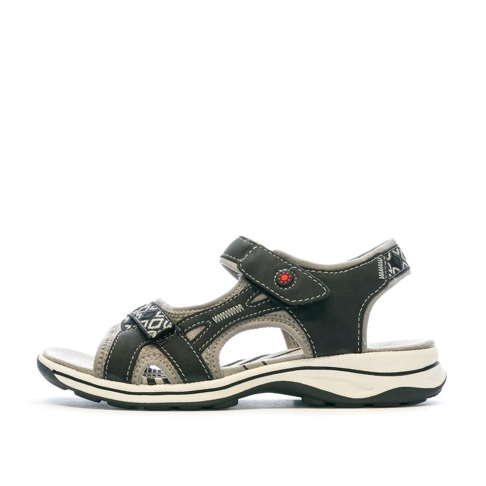 Sandales Noir/Gris Femme RELIFE Hubert pas cher