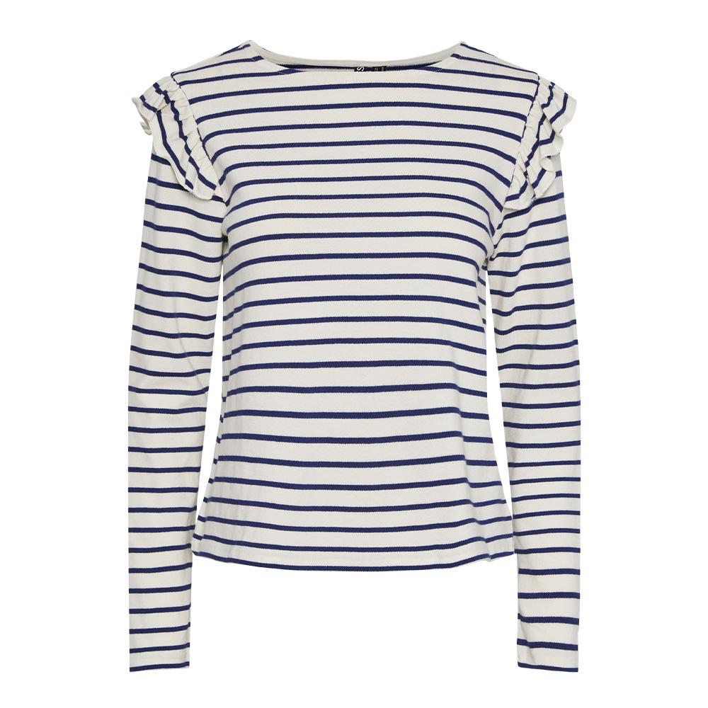 T-Shirt Rayure Marine/Blanc Femme Pieces Niana pas cher