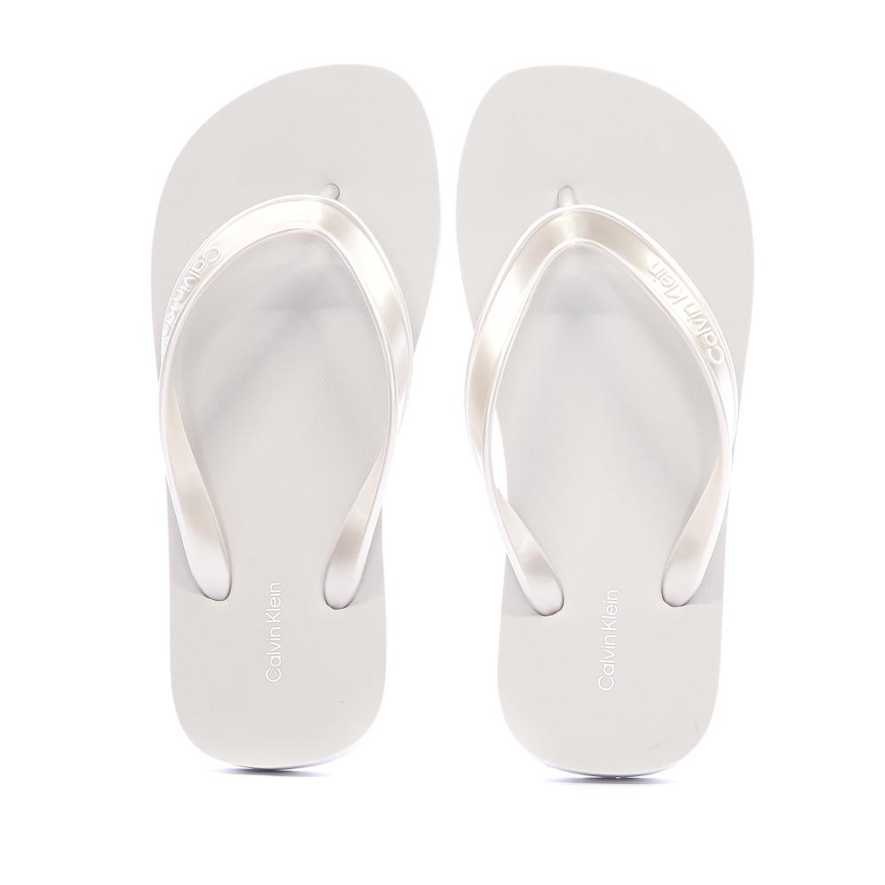 Tongs Grise Femme Calvin Klein Jeans Flip Flop Tpu Metall vue 3
