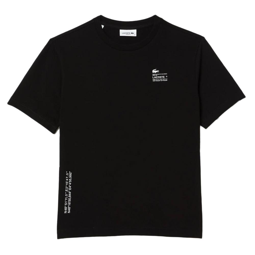 T-shirt Noir Femme Lacoste Farine pas cher
