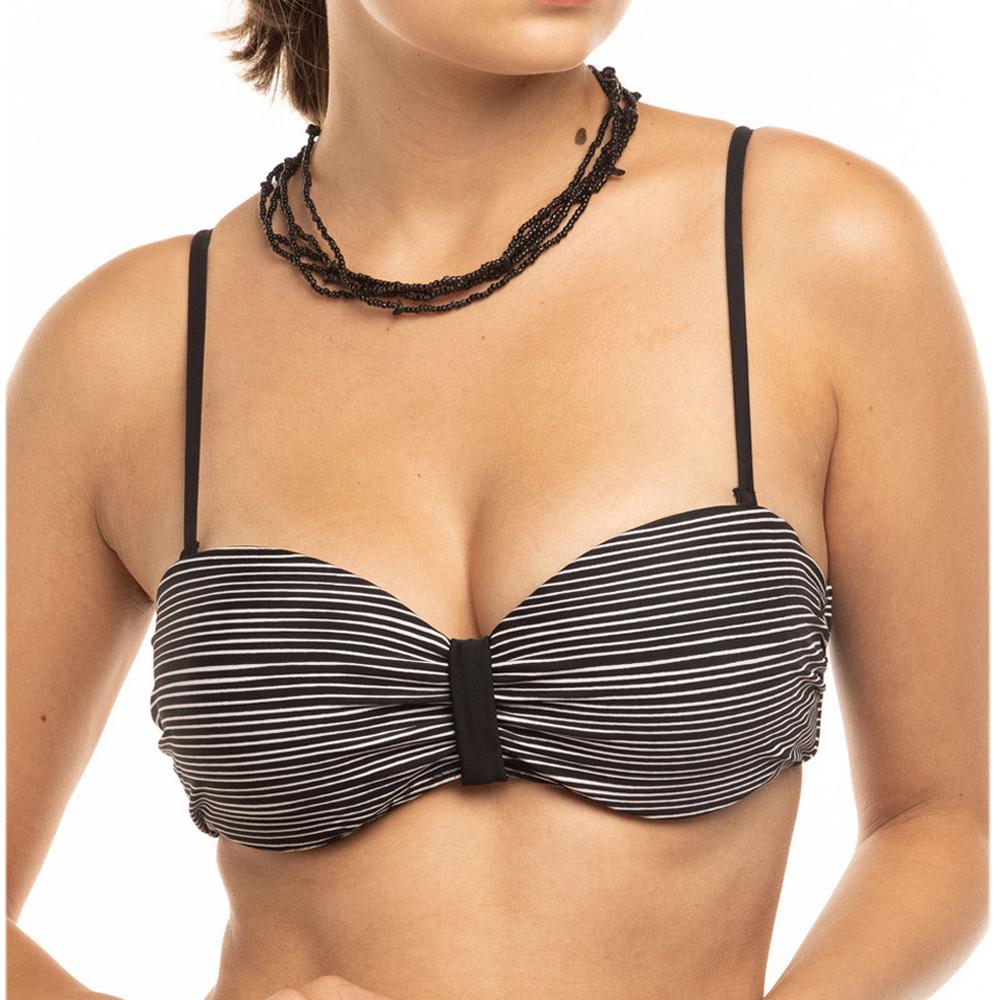 Haut de Bikini Bandeau Noir/Rayures Femme Sun Project pas cher