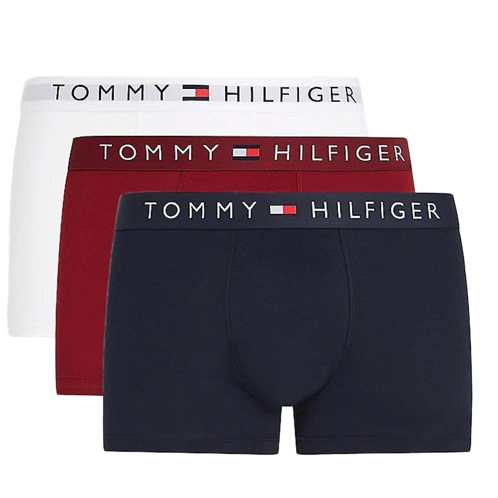 X3 Boxers Bordeaux/Blanc/Marine Homme Tommy Hilfiger UM0UM03181 pas cher