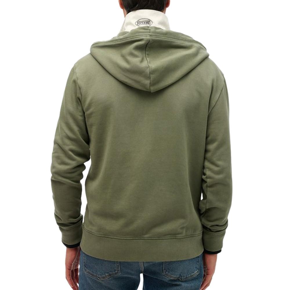 Sweat Zippé Kaki Homme Superdry Essential Washed Ziphood vue 2