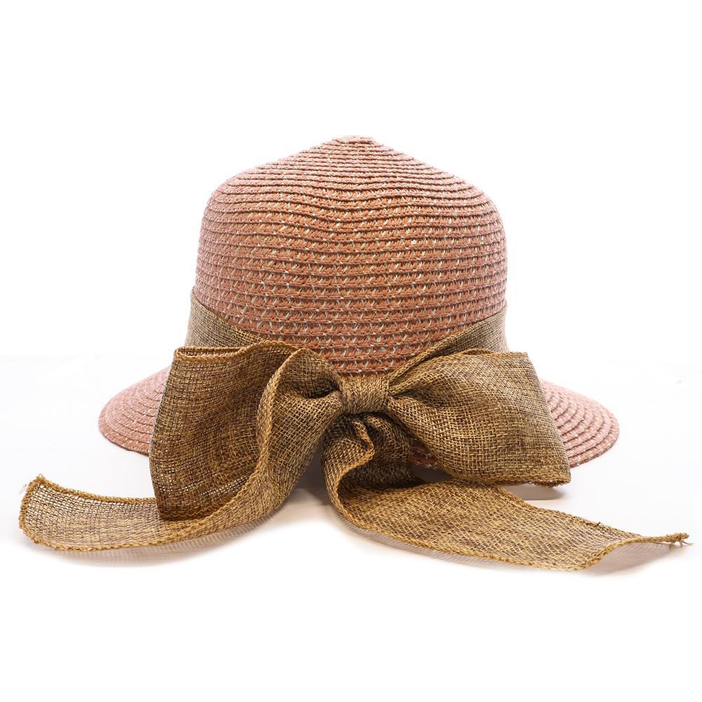 Chapeau de soleil en paille rose Via Lorenzo Pan Coupe Ocean vue 3