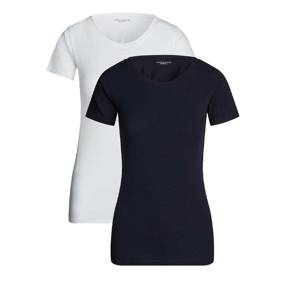 Lot de 2 T-shirts Blanc/Marine Femme Tommy Hilfiger Sky pas cher