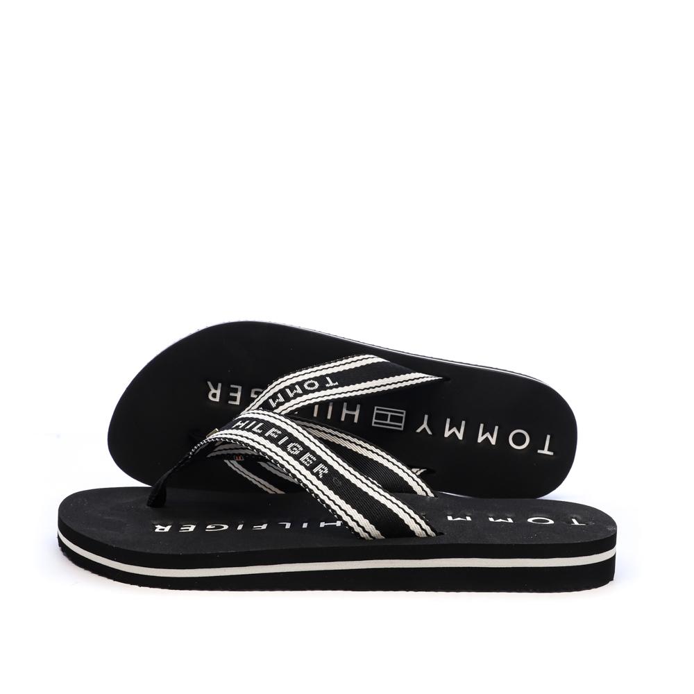 Tongs Noir Femme Tommy Hilfiger Webbing Summer pas cher