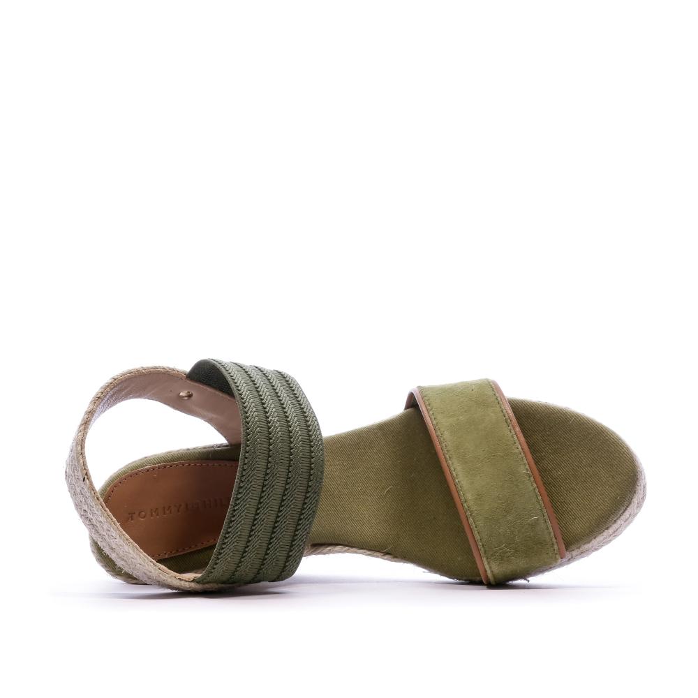 Sandales compensées en daim vert femmes Tommy Hilfiger vue 4