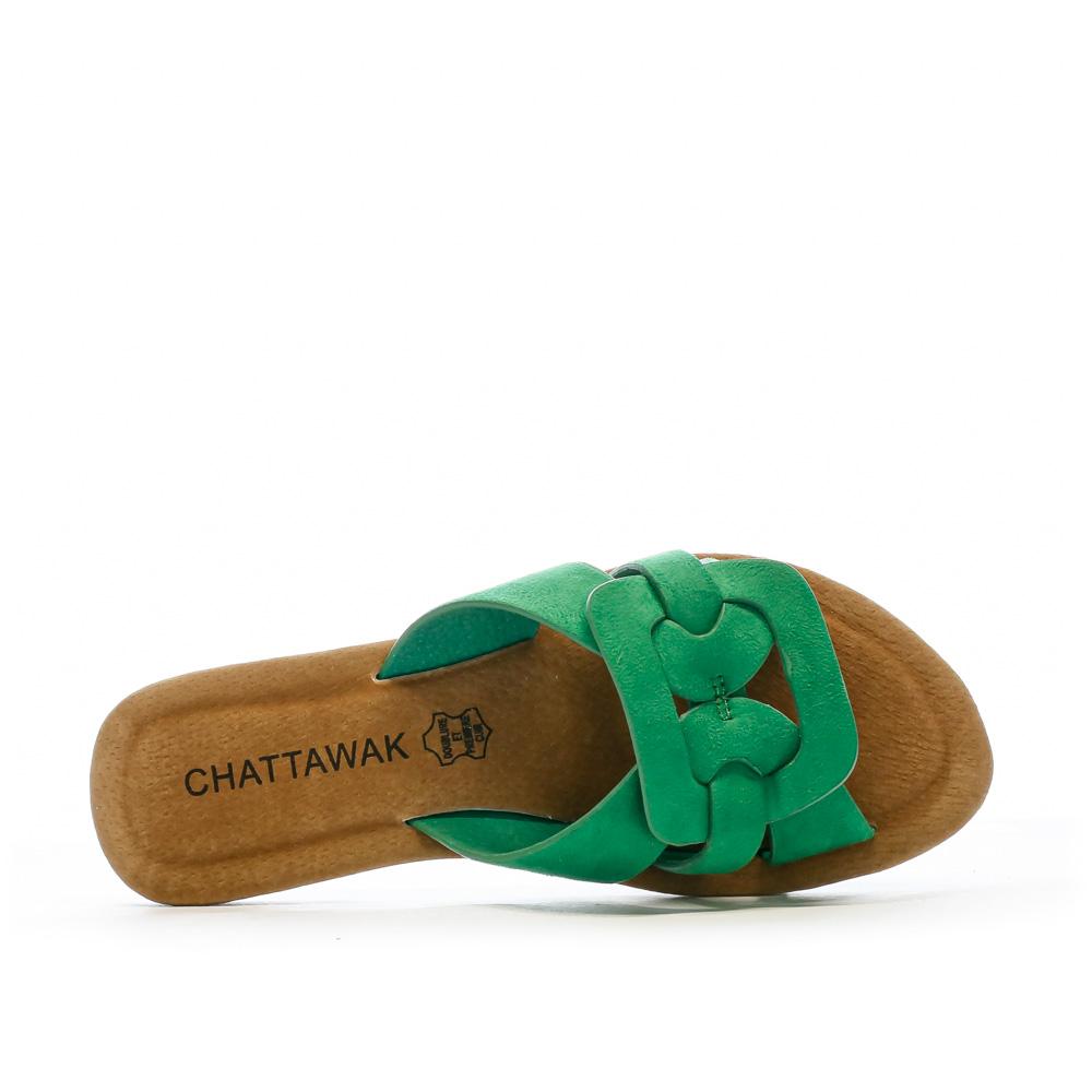 Claquettes Vertes Femme Chattawak Pace vue 3