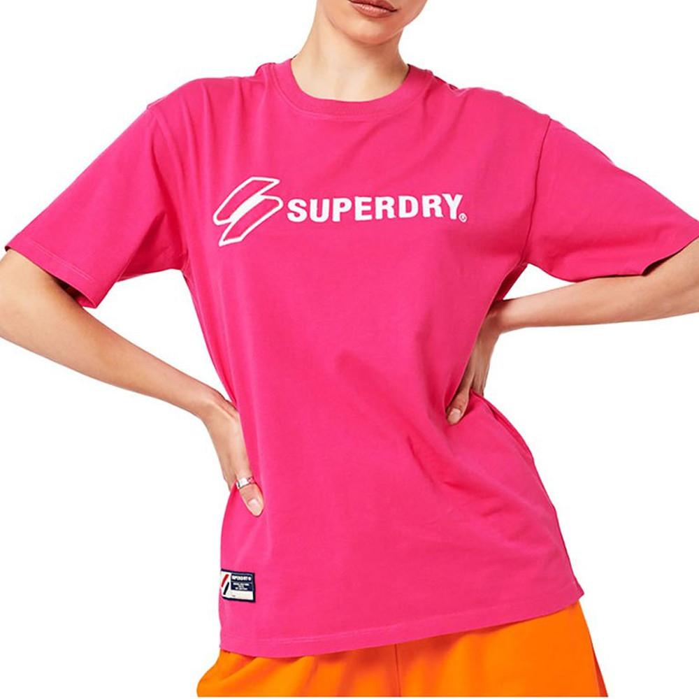 T-shirt Rose Femme Superdry Applique pas cher
