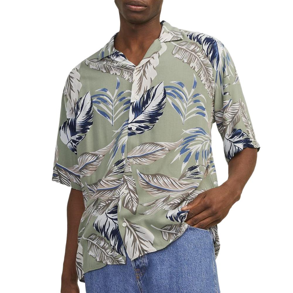 Chemisette Kaki/Marine Homme Jack & Jones Resort Floral vue 3