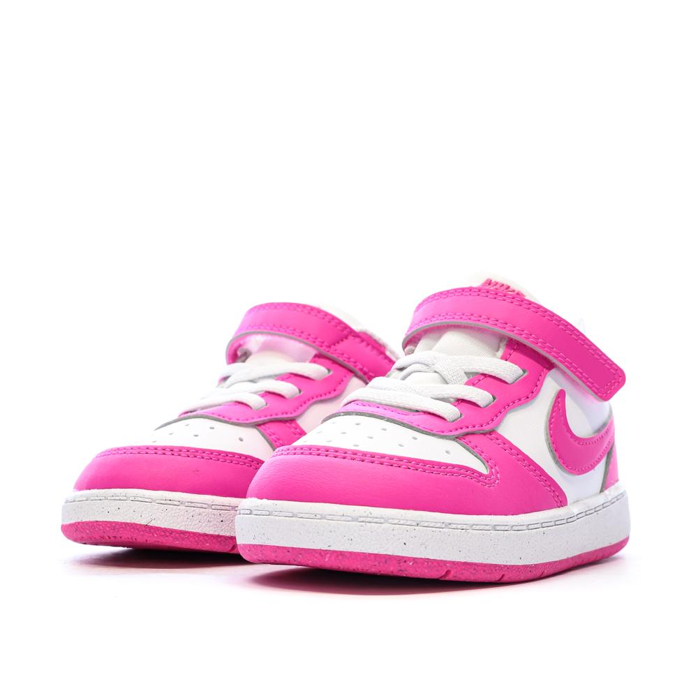 Baskets Rose/Blanc Enfant Nike Court Borough Low Recraf vue 6