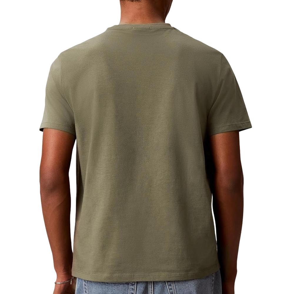T-Shirt Kaki Homme Calvin Klein Jeans Badge L4G vue 2