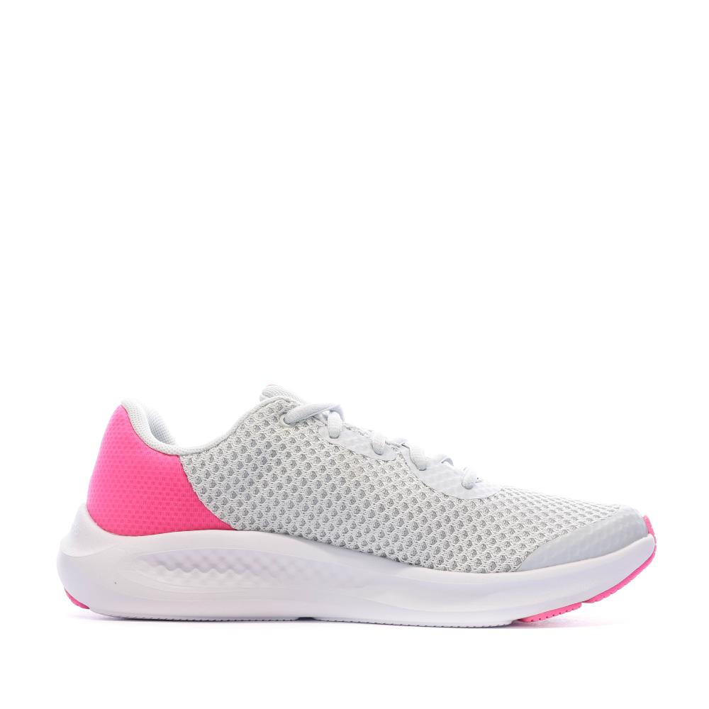 Chaussures de Sport Grise/Rose Femme Under Armour Charged Pursuit 3 vue 2