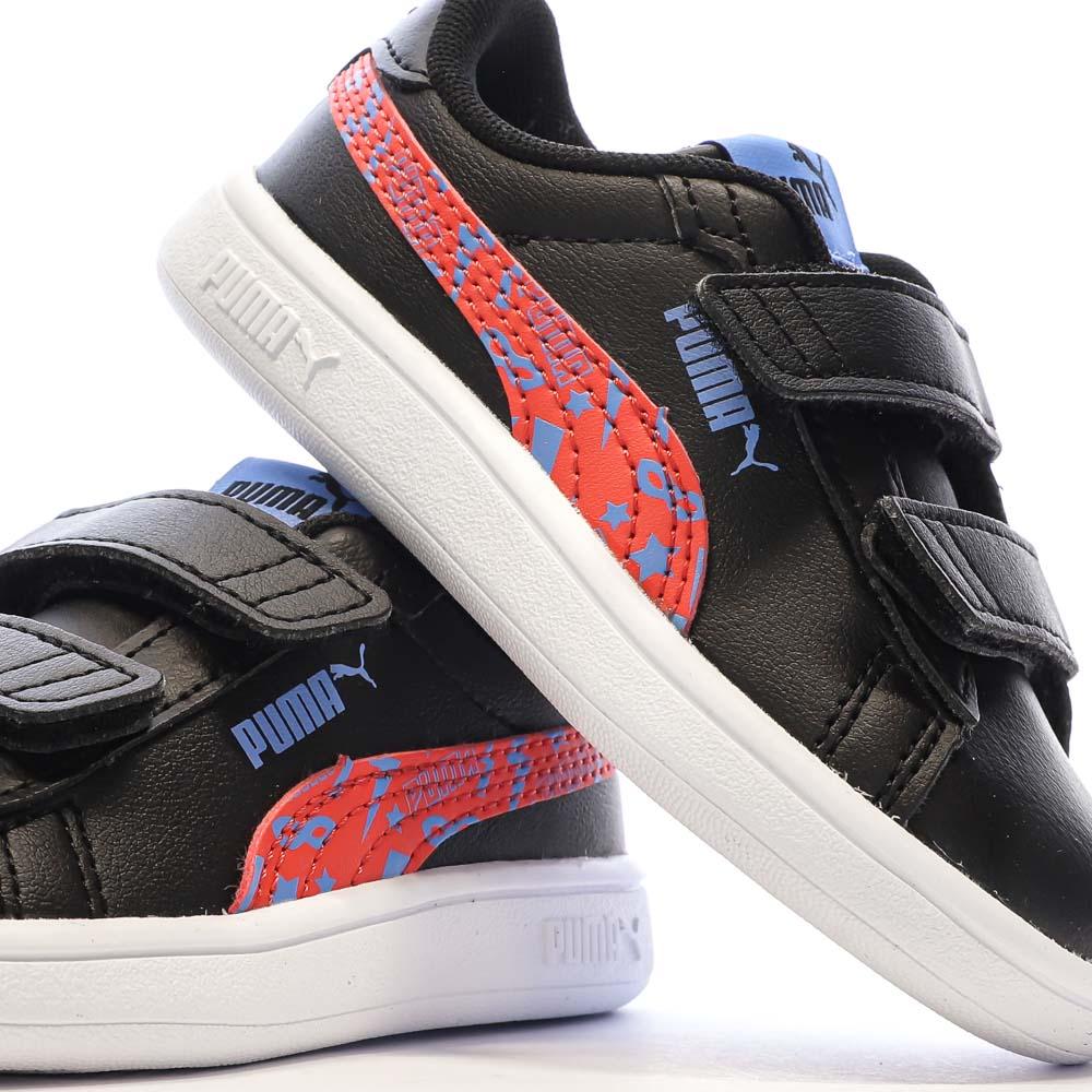 Baskets Noires/Rouges Garçon Puma Smash 3.0 vue 7