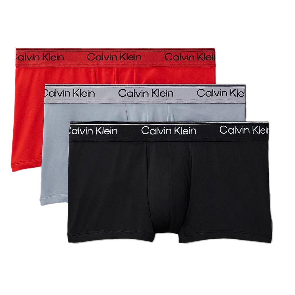 X3 Boxers Noir/Rouge/Gris Homme Calvin Klein Jeans Low Rise Trunk pas cher