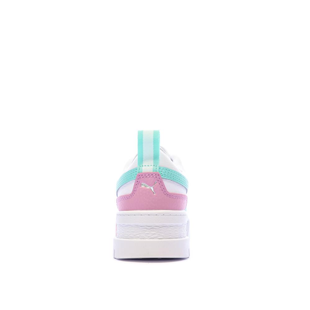 Baskets Blanches/Turquoise/Roses Fille Puma Mayze vue 3