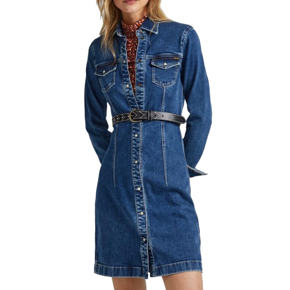 Robe en Jean Bleu Foncé Femme Pepe jeans Lacey pas cher