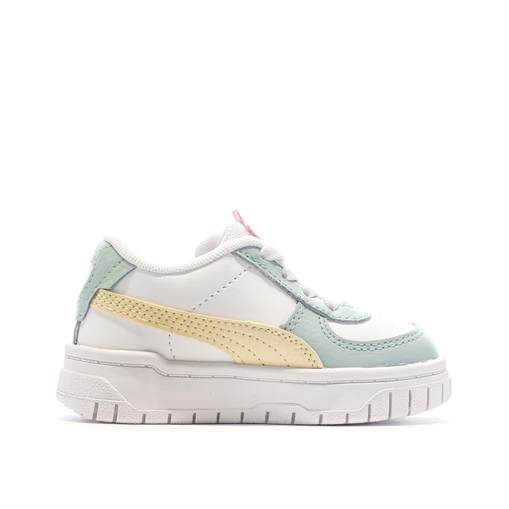 Baskets Blanches/Vert d'Eau/Jaune Garçon/Fille Puma Cali Dream vue 2