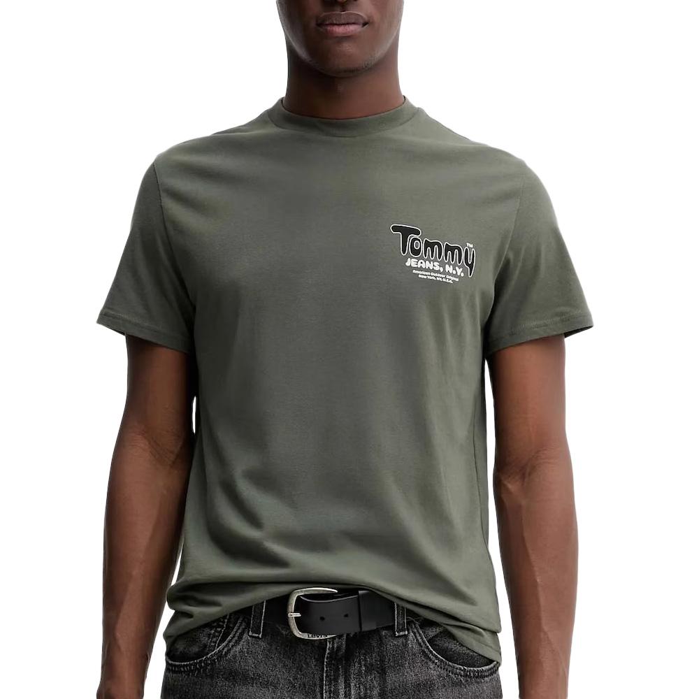 T-shirt Kaki Homme Tommy Hilfiger Tjm Slim Font Play pas cher