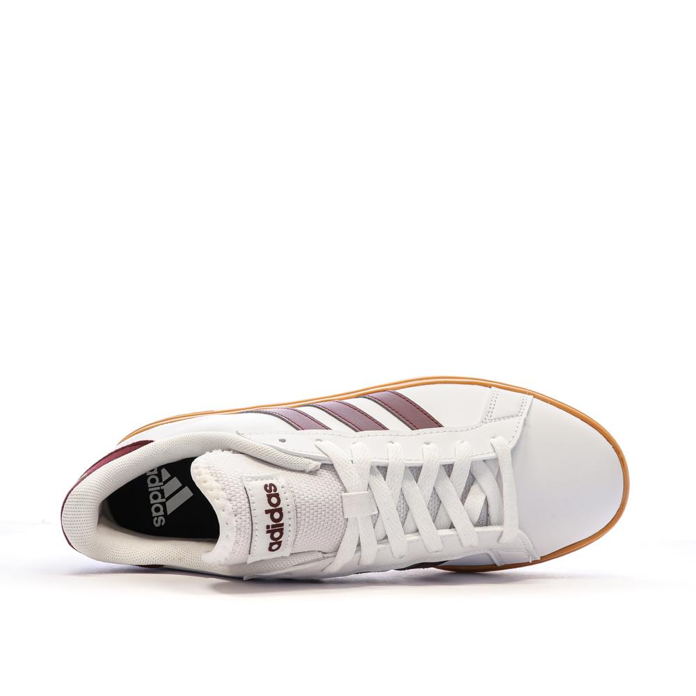 Baskets Blanc/Bordeaux Homme Adidas Grand Court Base 2.0 vue 4