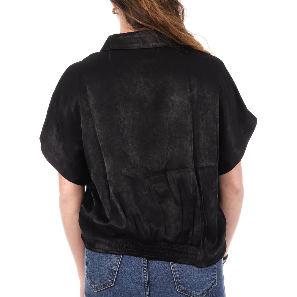An'ge Kaory Camisa de satén negro para mujer ver 2