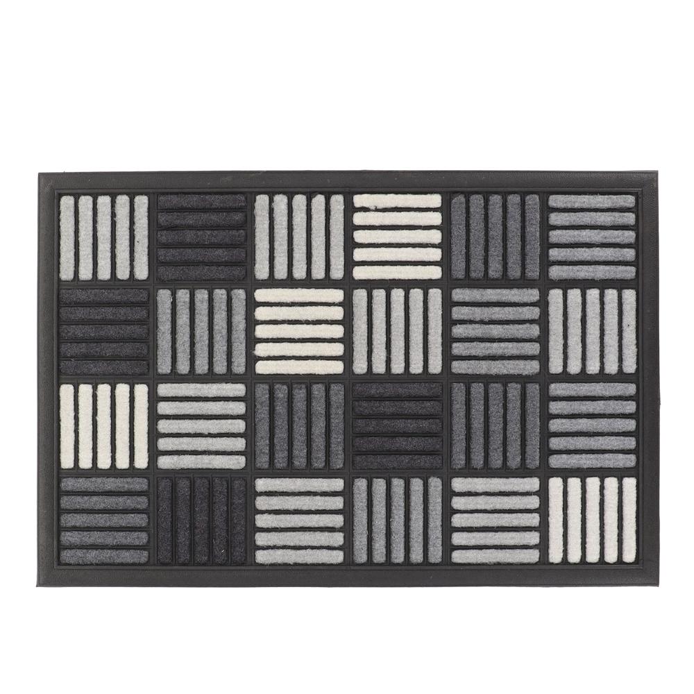 Tapis Extérieur Imprimé Gris Luance 60x40cm Carreaux pas cher