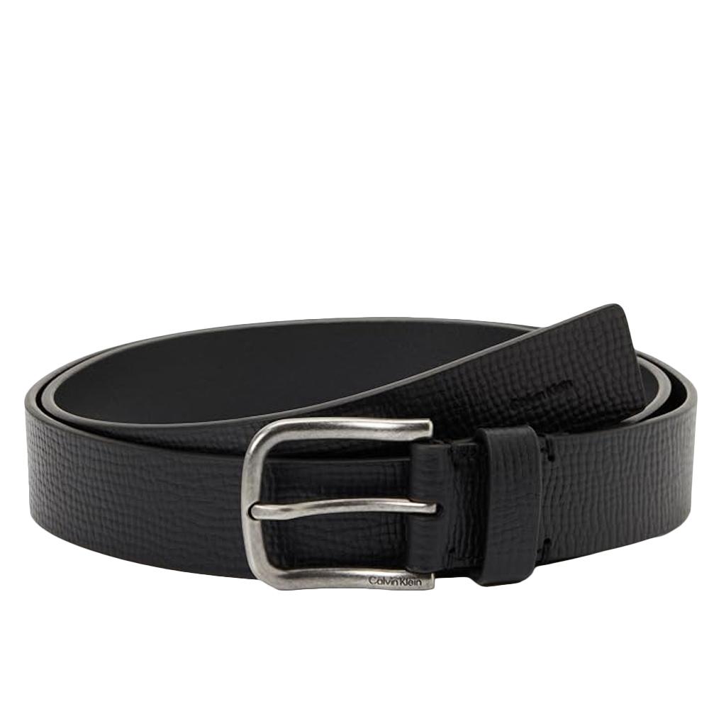 Ceinture Noir Homme Calvin Klein Round Buckle 35mm pas cher