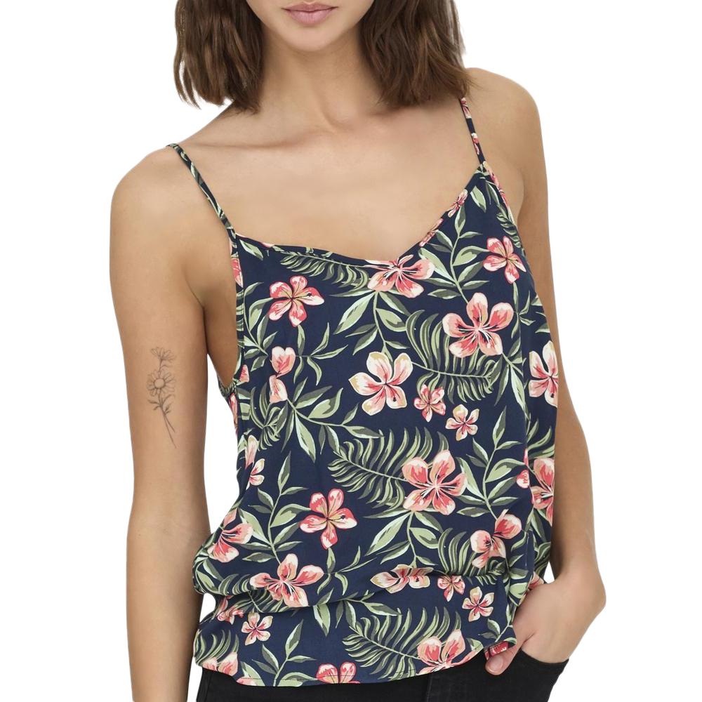 Débardeur Marine/Orange à Motifs Femme Only Nova Life Paris pas cher