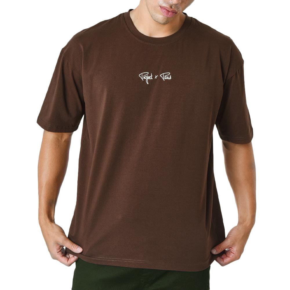 T-shirt Marron Homme Project X Paris Broderie Logo pas cher